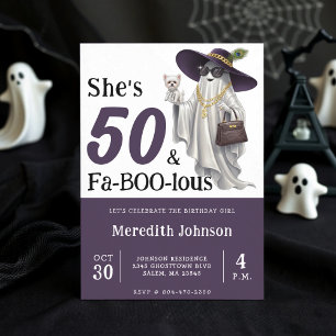 Halloween Ghost Women's Fabulous 50th Birthday Invitation