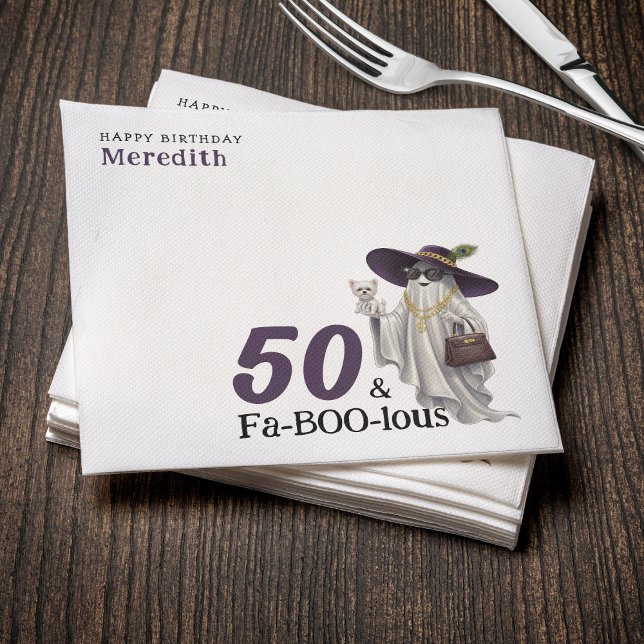 Halloween Ghost Women's Fabulous 50th Birthday Napkin (Halloween Ghost Women's Fabulous 50th Birthday Napkins
)