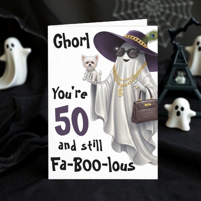 Halloween Ghost Womens Funny Happy 50th Birthday Card (Halloween Ghost Womens Funny Happy 50th Birthday Card
)