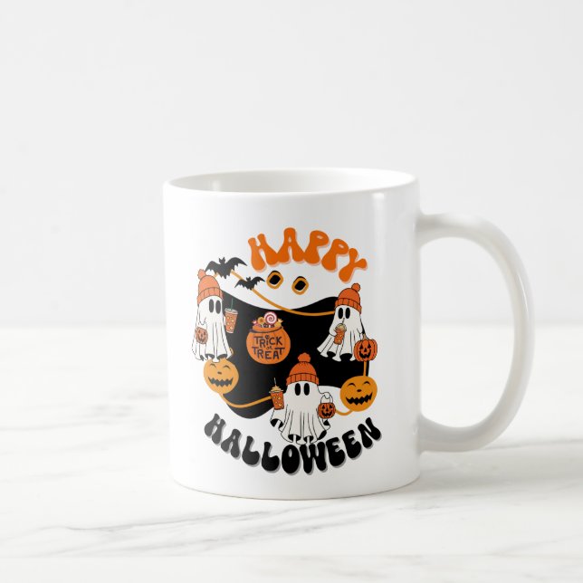 Halloween Ghostly Good Vibes Spooky Coffee Mug,  Coffee Mug (Right)