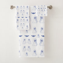 Halloween Ghosts and Bats in Watercolor