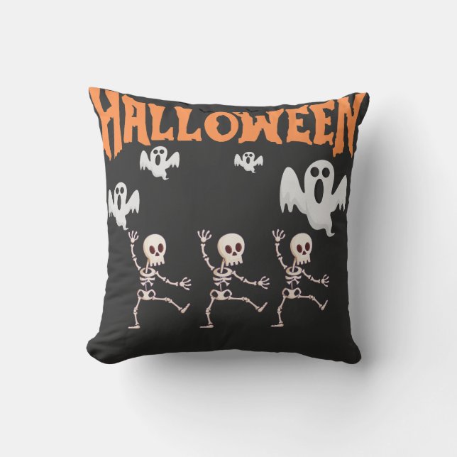 Halloween Ghosts and Dancing Skeletons  Cushion (Front)