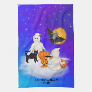 Halloween Ghosts and Friends Tea Towel