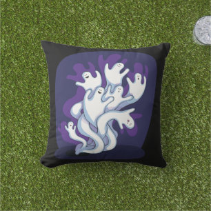 Halloween Ghosts and Polka Dot Outdoor Pillow