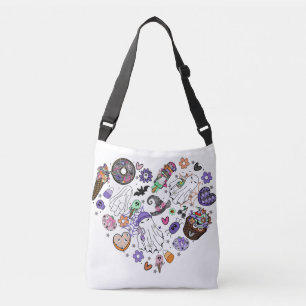 Halloween Ghosts and Pumpkin Clipart Heart shape Crossbody Bag