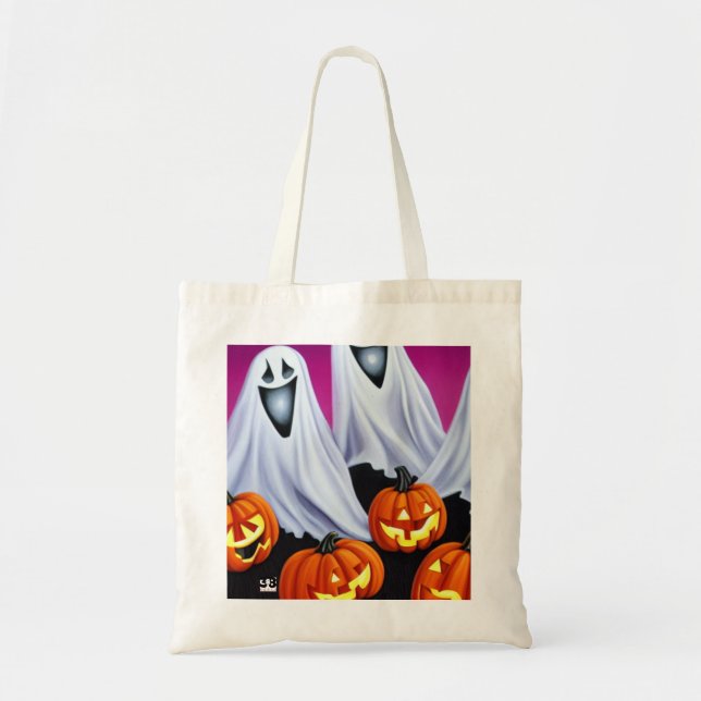 Halloween Ghosts and Pumpkins Tote Bag (Front)