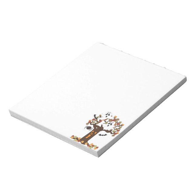 Halloween Ghosts Autumn Tree Notepad (Rotated)