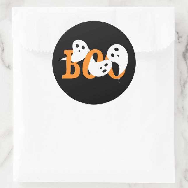 Halloween Ghosts Boo Black Classic Round Sticker (Bag)