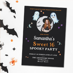 Halloween Ghosts Fun Sweet 16 Spooky Party Photo Invitation