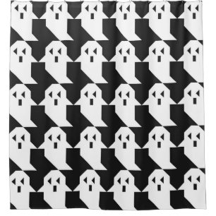 Halloween ghosts: geometric seamless pattern. shower curtain