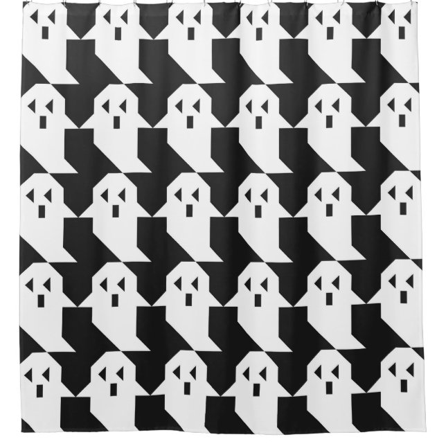 Halloween ghosts: geometric seamless pattern. shower curtain (Front)