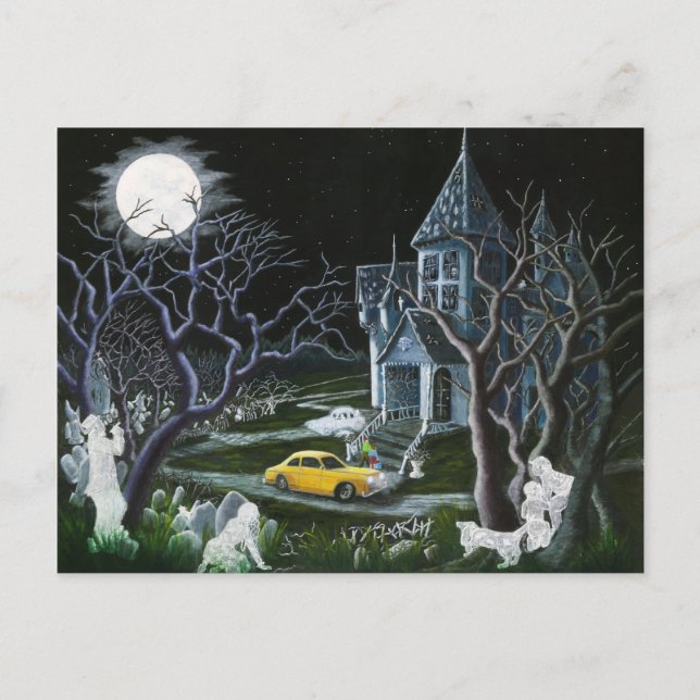 Halloween,ghosts,haunted,house,mansion Postcard (Front)
