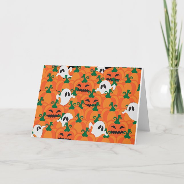 Halloween Ghosts Haunted Pumpkin Patch Card (Front)