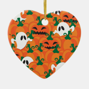 Halloween Ghosts Haunted Pumpkin Patch Ceramic Tree Decoration