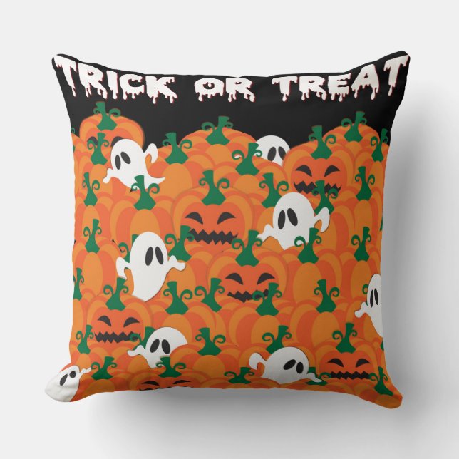 Halloween Ghosts Haunted Pumpkin Patch Cushion (Front)