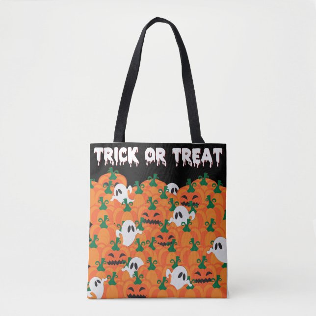 Halloween Ghosts Haunted Pumpkin Patch Large Tote  Bag (Front)