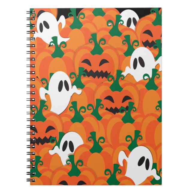 Halloween Ghosts Haunted Pumpkin Patch Notebook (Front)
