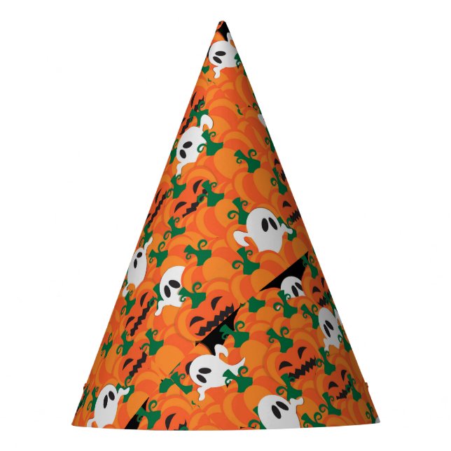 Halloween Ghosts Haunted Pumpkin Patch Party Hat (Front)