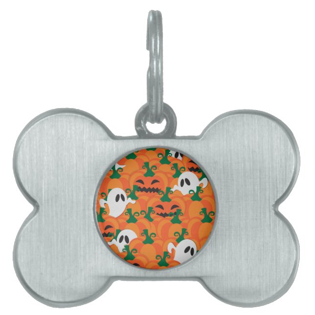 Halloween Ghosts Haunted Pumpkin Patch Pet ID Tag (Front)