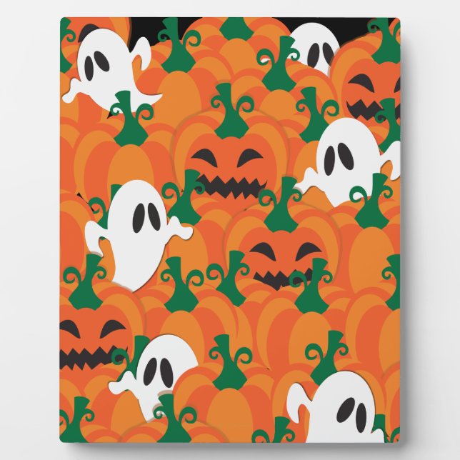 Halloween Ghosts Haunted Pumpkin Patch Plaque (Front)