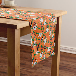 Halloween Ghosts Haunted Pumpkin Patch Short Table Runner