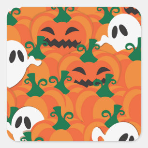 Halloween Ghosts Haunted Pumpkin Patch Square Sticker