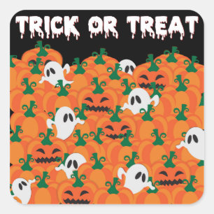 Halloween Ghosts Haunted Pumpkin Patch Square Sticker
