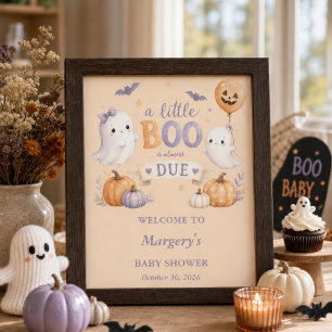 Halloween Ghosts Little Boo Baby Shower Poster
