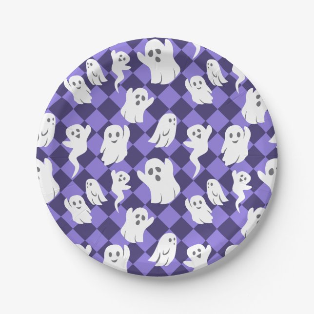Halloween Ghosts Paper Plate (Front)