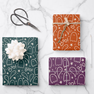 Halloween Ghosts Pattern Gift  Wrapping Paper Sheet