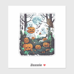 Halloween Ghosts Scary Pumpkins Owl Full Moon Bats
