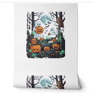 Halloween Ghosts Scary Pumpkins Owl Full Moon Bats Wallpaper