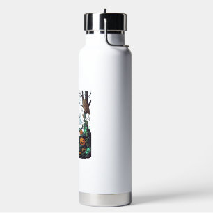 Halloween Ghosts Scary Pumpkins Owl Full Moon Bats Water Bottle