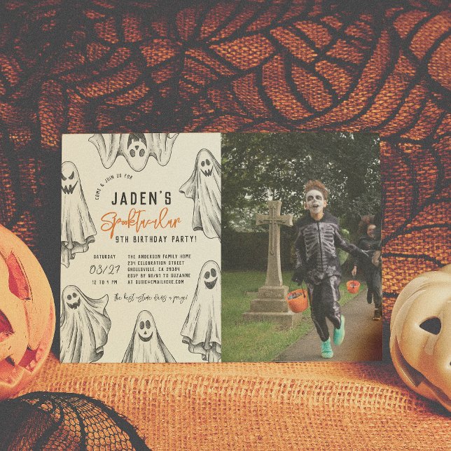 Halloween Ghosts Spooktacular Birthday Party Photo Invitation (Creator Uploaded)