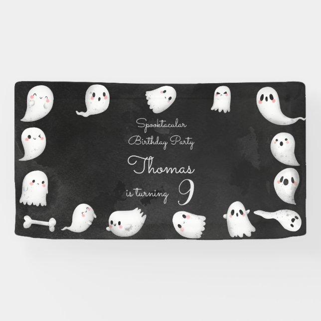 Halloween ghosts spooktacular kids birthday party banner (Horizontal)