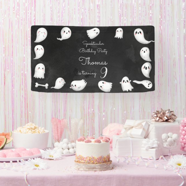 Halloween ghosts spooktacular kids birthday party banner (Party)