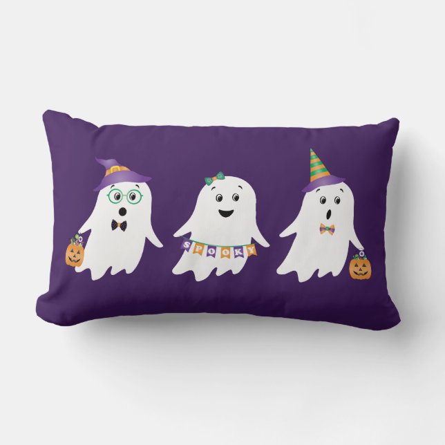 Halloween Ghosts Trick Or Treat Lumbar Cushion (Front)