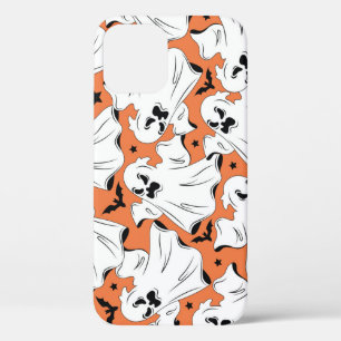 Halloween ghosts: vintage textile texture. iPhone 12 case