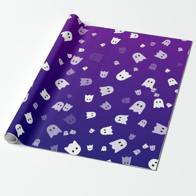 Halloween Ghosts Wrapping Paper (Unrolled)