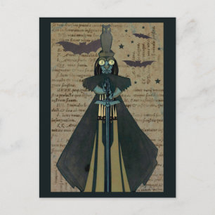 Halloween Ghoul Bats Owl Stars Postcard