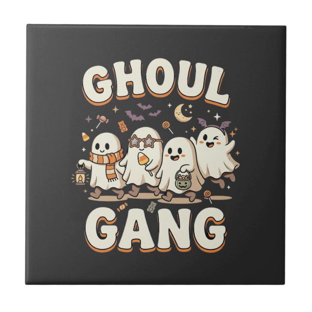 Halloween Ghoul Gang Ceramic Tile (Front)