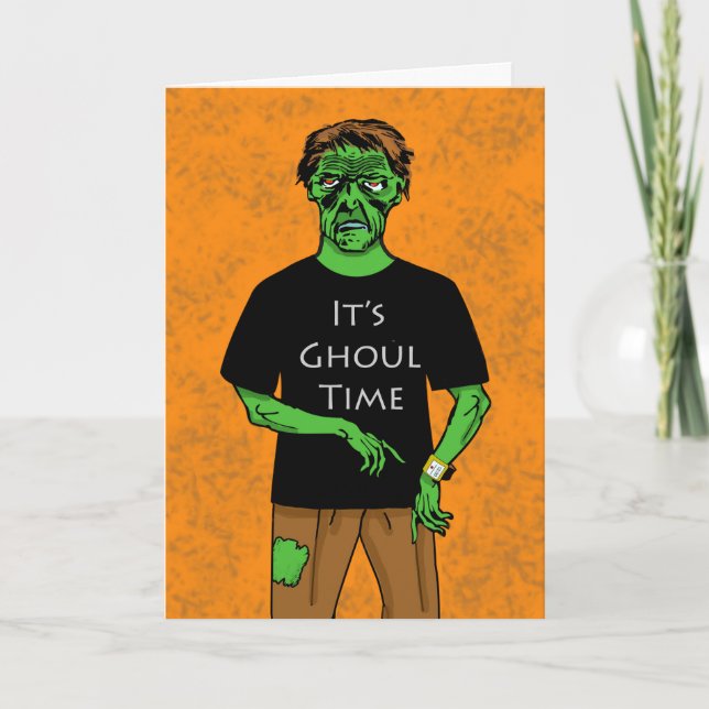 Halloween Ghoul Time, Zombie Watch Card (Front)