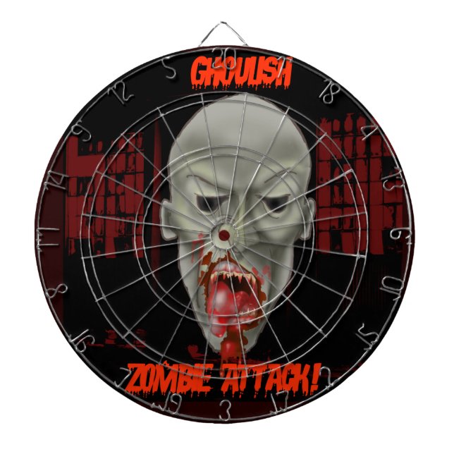 Halloween Ghoulish Zombie Attack Dartboard (Front)
