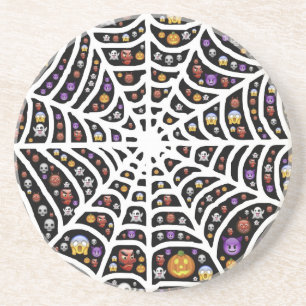 Halloween Ghouls & Goblins in a Spiderweb Coaster