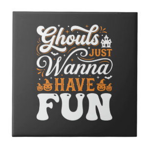 Halloween Ghouls Just Wanna Have Fun Design_1 Ceramic Tile