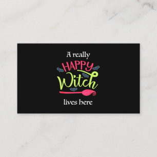 Halloween Gift   A Really Happy Witch Lives Here Business Card