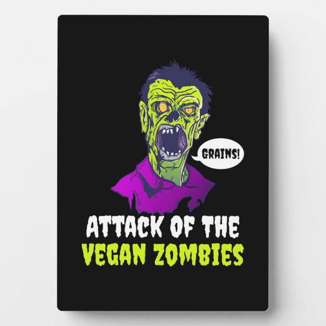 Halloween Gift | Attack Of The Vegan Plaque (Front)