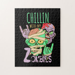Halloween Gift Chillin With My Friends Jigsaw Puzzle