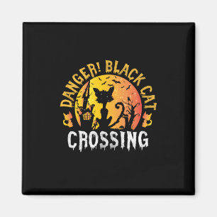 Halloween Gift Danger Cat Crossing Birthday Magnet