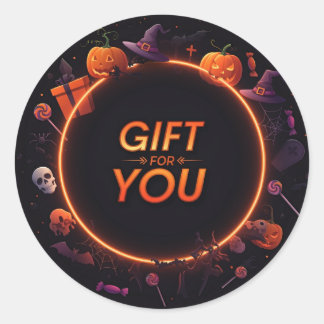 Halloween "Gift For You" Classic Round Sticker